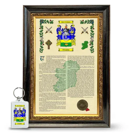 O'Conlon Framed Armorial History and Keychain - Heirloom