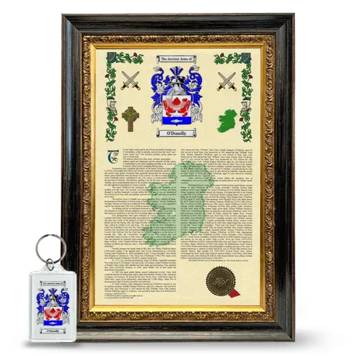 O'Donelly Framed Armorial History and Keychain - Heirloom
