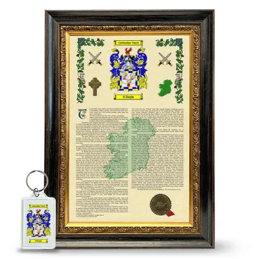 O'Doyle Framed Armorial History and Keychain - Heirloom