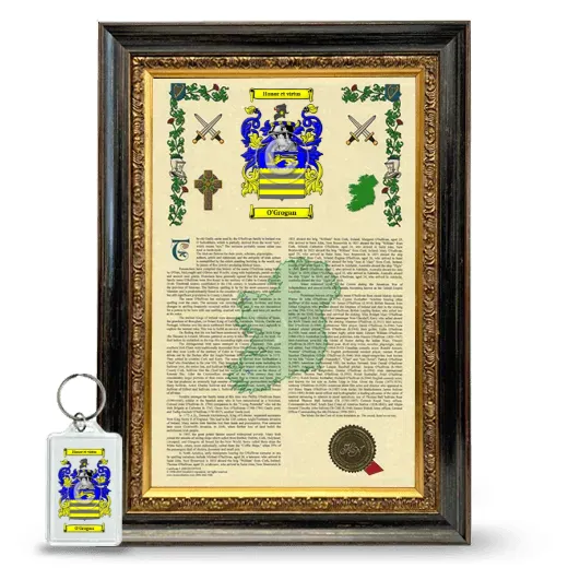 O'Grogan Framed Armorial History and Keychain - Heirloom