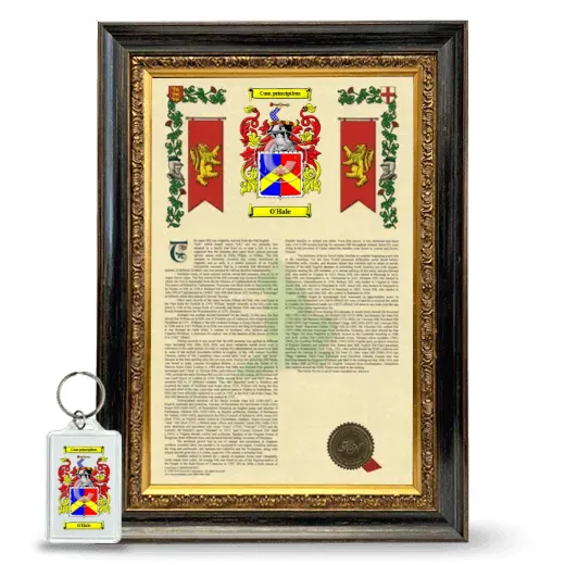 O'Hale Framed Armorial History and Keychain - Heirloom