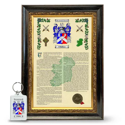 O'Halihan Framed Armorial History and Keychain - Heirloom