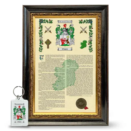 O'Leavy Framed Armorial History and Keychain - Heirloom