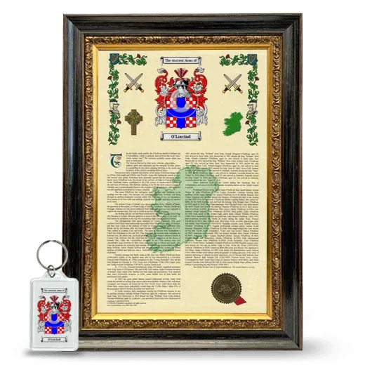 O'Lorcind Framed Armorial History and Keychain - Heirloom