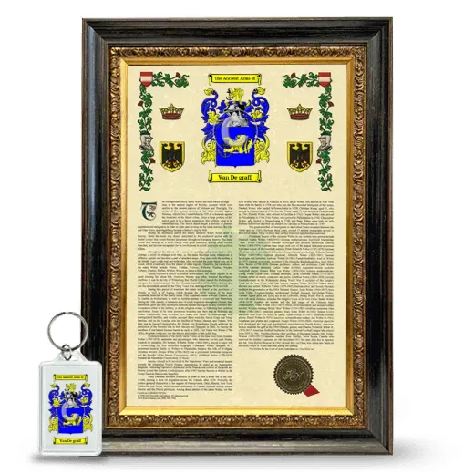 Van De graff Framed Armorial History and Keychain - Heirloom