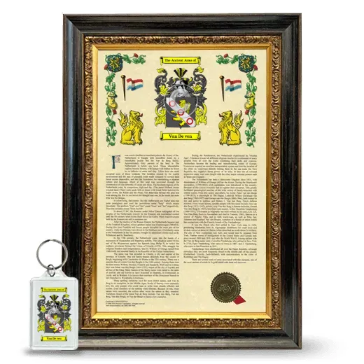 Van De ven Framed Armorial History and Keychain - Heirloom