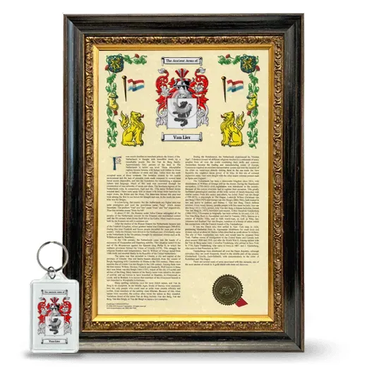 Van Lier Framed Armorial History and Keychain - Heirloom