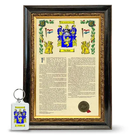 Van Rym Framed Armorial History and Keychain - Heirloom