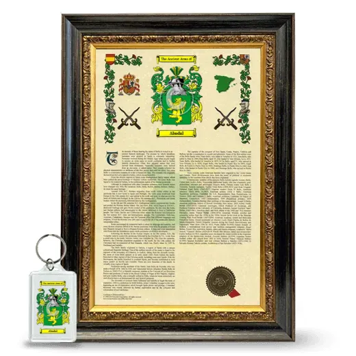 Abadal Framed Armorial History and Keychain - Heirloom