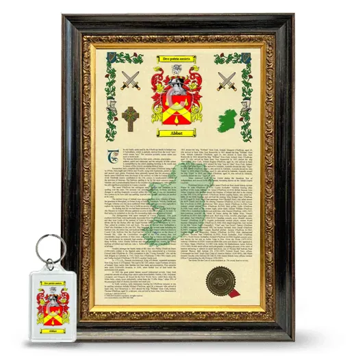 Abbat Framed Armorial History and Keychain - Heirloom