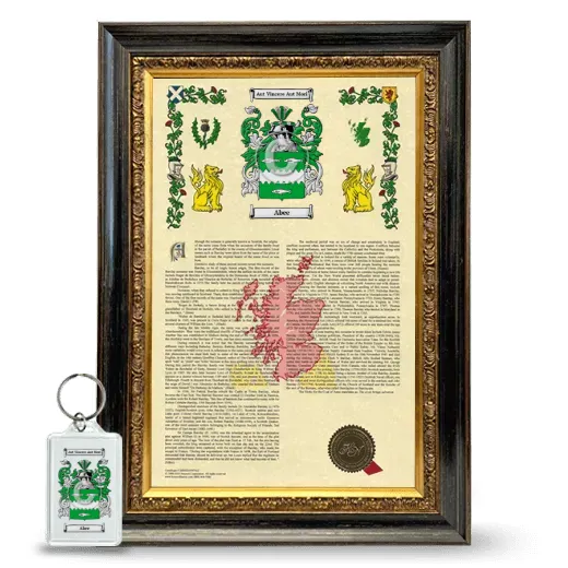 Abee Framed Armorial History and Keychain - Heirloom