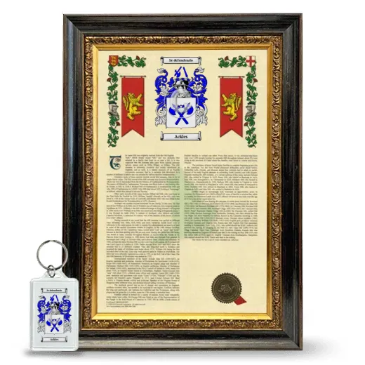 Ackles Framed Armorial History and Keychain - Heirloom
