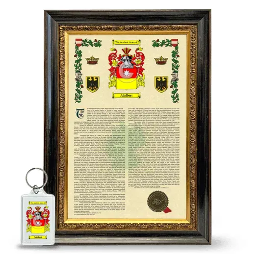 Adalbert Framed Armorial History and Keychain - Heirloom