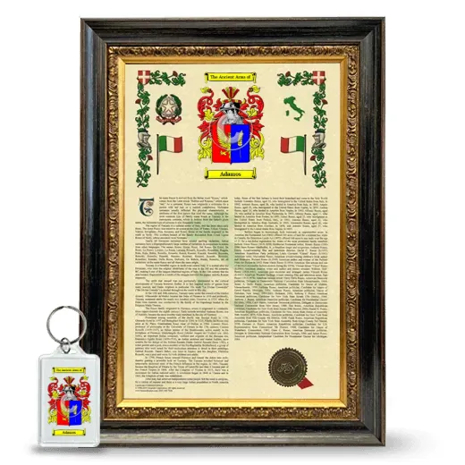 Adamos Framed Armorial History and Keychain - Heirloom