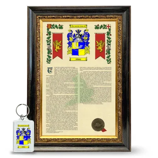 Adney Framed Armorial History and Keychain - Heirloom