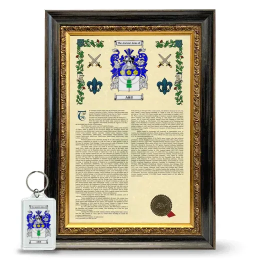 Adril Framed Armorial History and Keychain - Heirloom