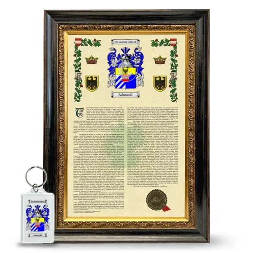 Aebersold Framed Armorial History and Keychain - Heirloom