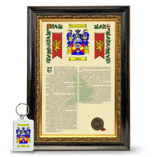 Aelfred Framed Armorial History and Keychain - Heirloom