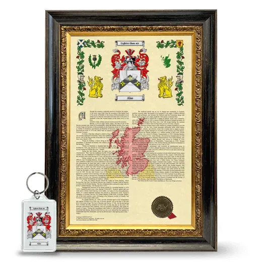 Aho Framed Armorial History and Keychain - Heirloom