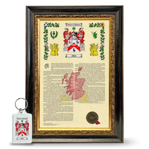 Aiken Framed Armorial History and Keychain - Heirloom