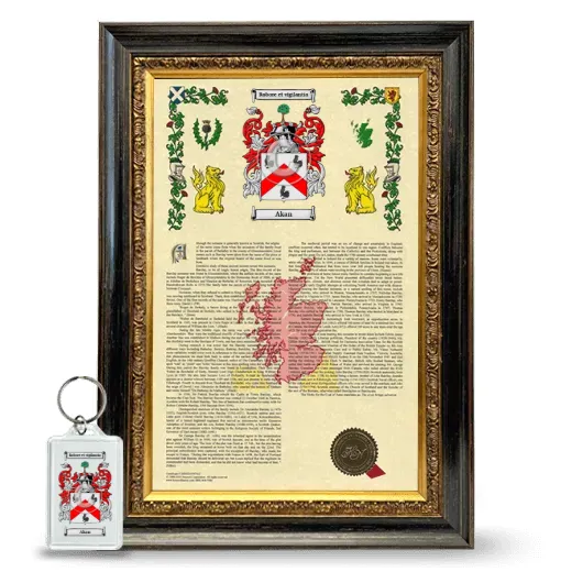 Akan Framed Armorial History and Keychain - Heirloom