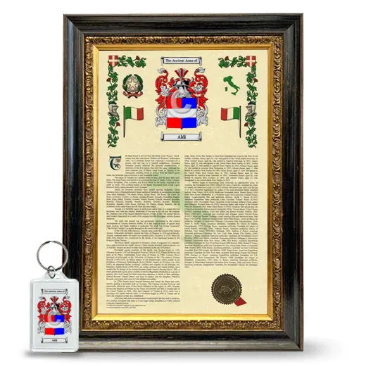 Aldi Framed Armorial History and Keychain - Heirloom