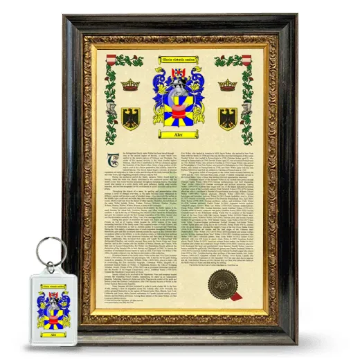 Aler Framed Armorial History and Keychain - Heirloom