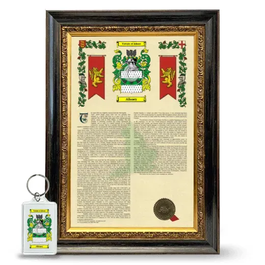 Allaney Framed Armorial History and Keychain - Heirloom