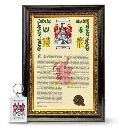 Almech Framed Armorial History and Keychain - Heirloom
