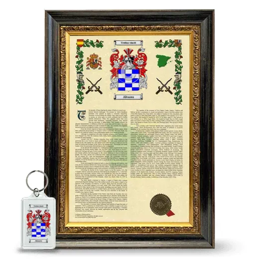 Alvarez Framed Armorial History and Keychain - Heirloom