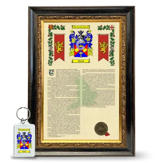 Alvord Framed Armorial History and Keychain - Heirloom