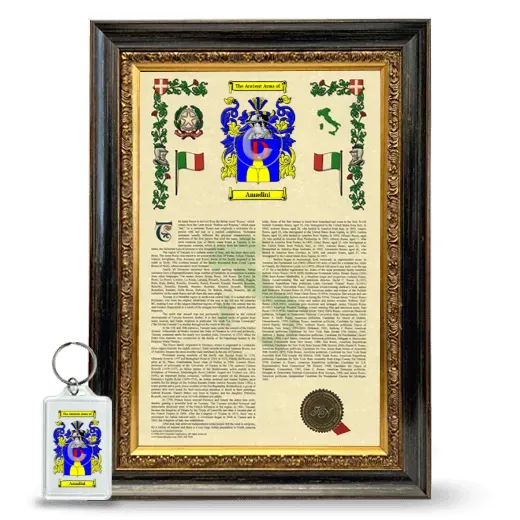 Amadini Framed Armorial History and Keychain - Heirloom