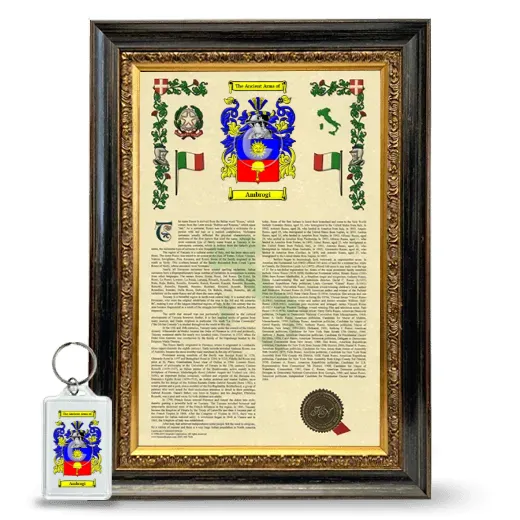 Ambrogi Framed Armorial History and Keychain - Heirloom
