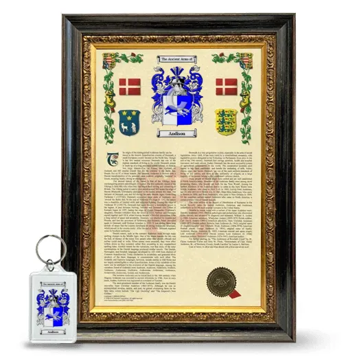 Andison Framed Armorial History and Keychain - Heirloom