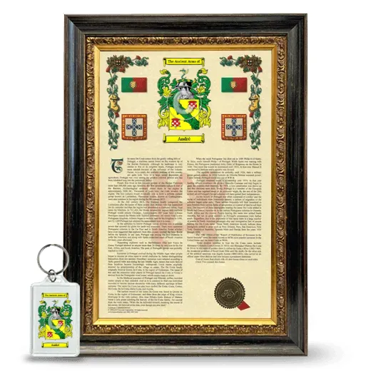 André Framed Armorial History and Keychain - Heirloom