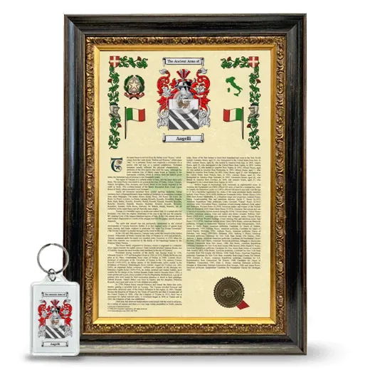 Angelli Framed Armorial History and Keychain - Heirloom