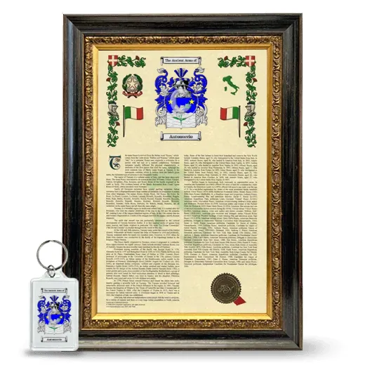 Antonuccio Framed Armorial History and Keychain - Heirloom