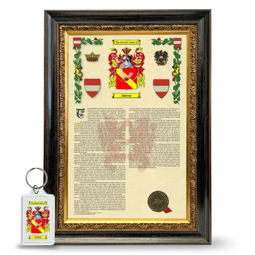 Antony Framed Armorial History and Keychain - Heirloom