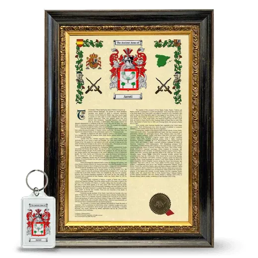 Aresti Framed Armorial History and Keychain - Heirloom