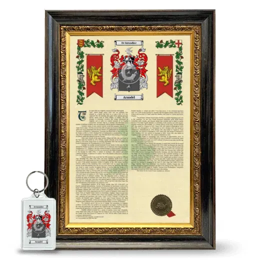 Arundel Framed Armorial History and Keychain - Heirloom