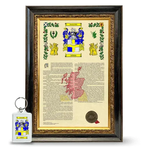 Asborn Framed Armorial History and Keychain - Heirloom