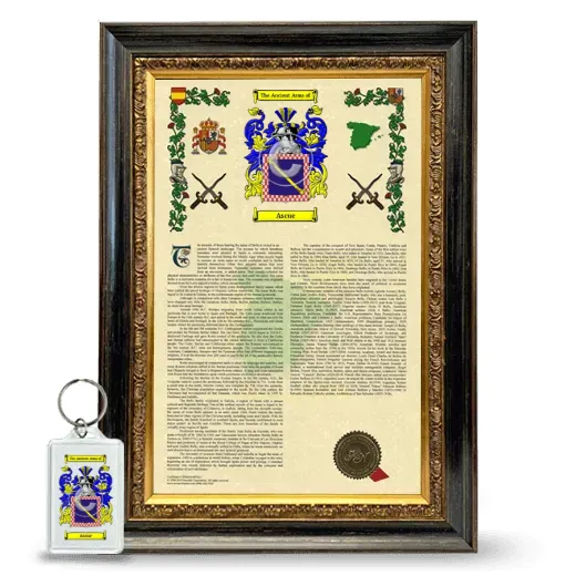 Ascue Framed Armorial History and Keychain - Heirloom