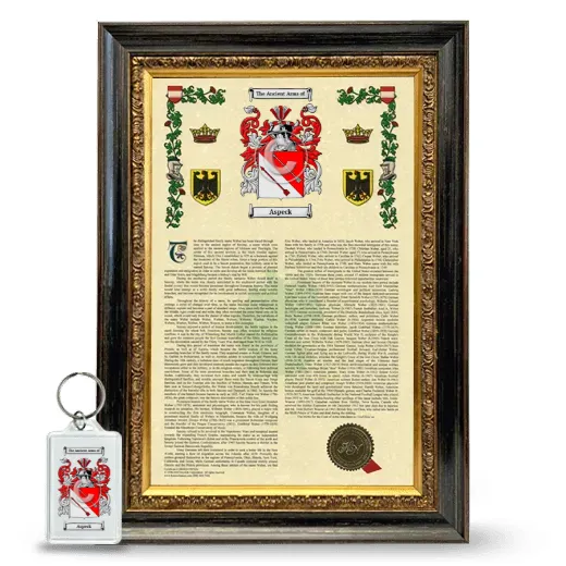 Aspeck Framed Armorial History and Keychain - Heirloom
