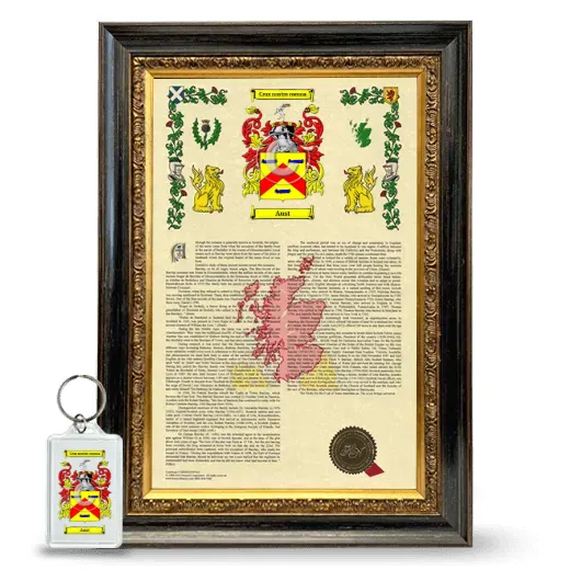 Aust Framed Armorial History and Keychain - Heirloom
