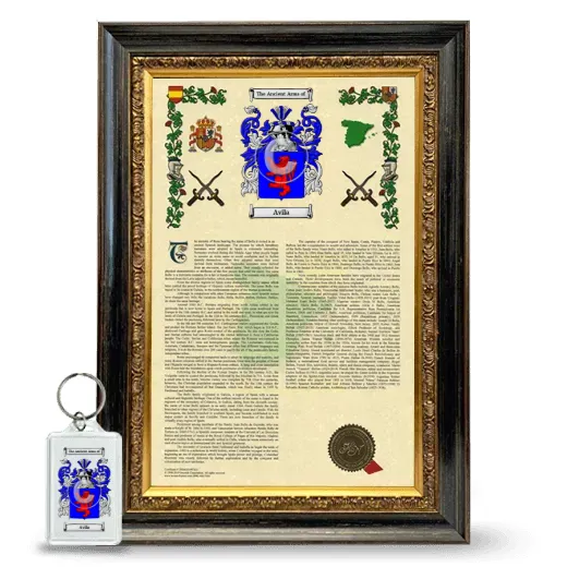 Avila Framed Armorial History and Keychain - Heirloom