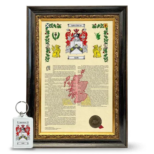 Ayris Framed Armorial History and Keychain - Heirloom