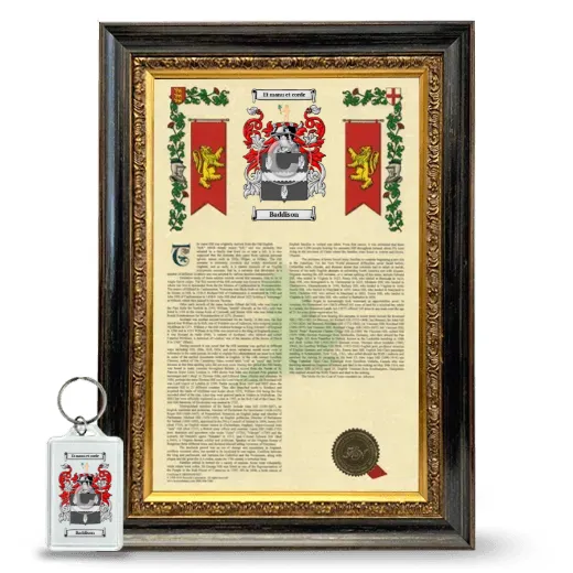 Baddison Framed Armorial History and Keychain - Heirloom