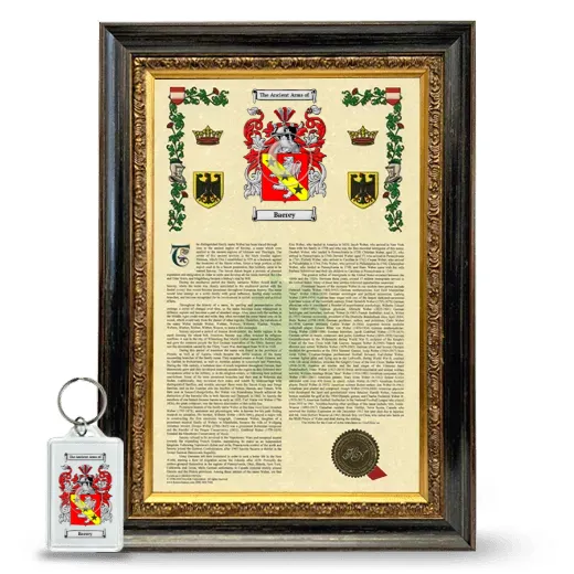 Baerey Framed Armorial History and Keychain - Heirloom