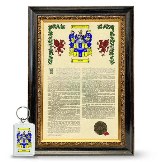 Bailiff Framed Armorial History and Keychain - Heirloom