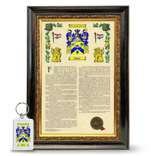 Bakken Framed Armorial History and Keychain - Heirloom